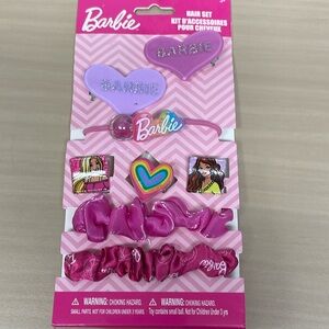 BNIP Barbie 5 Hair Clips 3 Hair Ties Mattel Gifts Scrunchie Girls Birthday Set